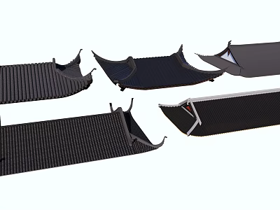 Traditional And Modern Architectural Roof Eaves Components With Curved Tile Designs 3d model