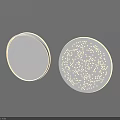 Round White Ceiling Lights With Golden Rim And Decorative Golden Dot Pattern 3d model