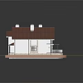 Cartoon Style Residential House 3D Model With Red Roof White Walls And Chimneys
