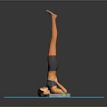 Fitness Yoga Exercise Scene With Blue Mat And Person Doing Handstand