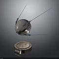 Silver Spherical Equipment With Cylindrical Base Slender Antennas And Attached Label 3d model