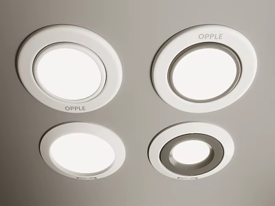OPPLE White Downlights And Spotlights Installed On Ceiling For Home Lighting 3d model