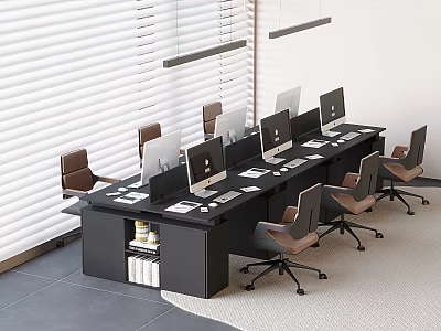 Solid Wood Office Desk and Chair Combination Desk Lifting Swivel Chair Apple Desktop Computer 3d model