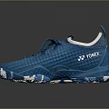 Blue Athletic Shoes With Mesh Upper Lace Up Design And White Soles