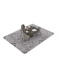 Elegant Dining Room Interior Table and Chairs With Metal Carved Base Fabric Upholstered Candlesticks Decor