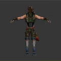3D Warrior Character Model With Armored Outfit Red Belt And Blue Boots
