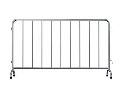 Portable Metal Temporary Fence With Railing Structure And Wheels For Crowd Control 3d model