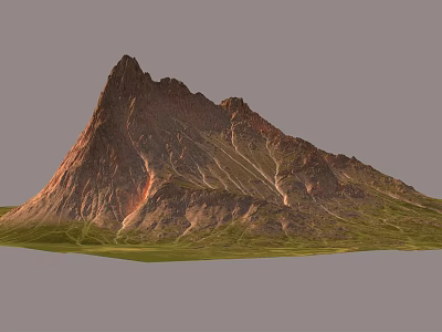 Breathtaking Mountain Landscape With Rocky Peak And Green Grassy Slopes 3d model