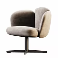 Modern Elegant Velvet Accent Chair With Plush Cushion Curved Backrest Armrests And Swivel Metal Base