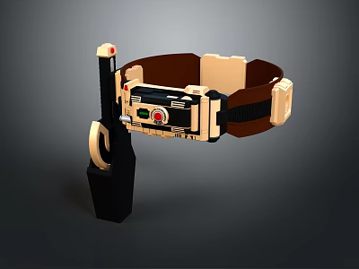 Brown Fashion Belt With Golden Decorative Elements And Stylish Accessory Design 3d model