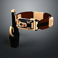Brown Fashion Belt With Golden Decorative Elements And Stylish Accessory Design