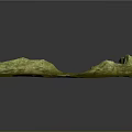 Rugged Green Yellow 3D Terrain Model With Textured Surface And Rolling Hills 3d model