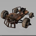 Rusty Off Road Buggy With Metal Frame And Large Treaded Wheels 3d model
