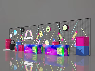 Fun Vibrant Photo Check in Spot with Colorful Geometric and Neon Elements 3d model
