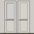 Modern White Swing Doors With Glass Panel And Sleek Metal Handle Design 3d model