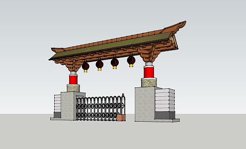 Chinese Gate Landscape Entrance Gate 3d model