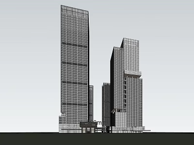Modern High Rise Office Building With Glass Facade And Tower Architecture Design 3d model