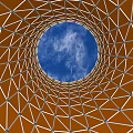 Road Facility Circular Grid Structure Orange And Purple Covering With Blue Sky White Clouds