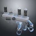 Various Vintage Vacuum Tubes Arranged On Display Base With Accessories