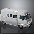 Vintage Silver Van With Multiple Windows Flat Roof And Streamlined Exterior Design 3d model