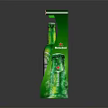 Budweiser Green Beer Bottle Placed in Transparent Display Rack with Brand Logo