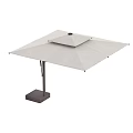 Garden Landscape With Outdoor White Canopy Umbrella And Brown Metal Stand