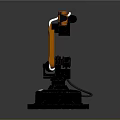 Automated Industrial Mechanical Arm With Orange Arm And Black Base Gripper