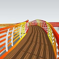 Modern bridge landscape bridge curve railing color gradient 3d model