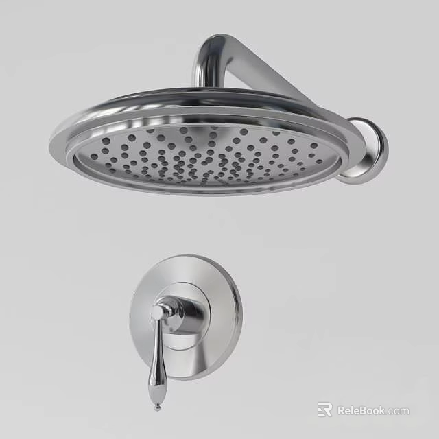 Modern Stainless Steel Shower Head With Multiple Spray Holes And Wall Mount Design 3d model 
