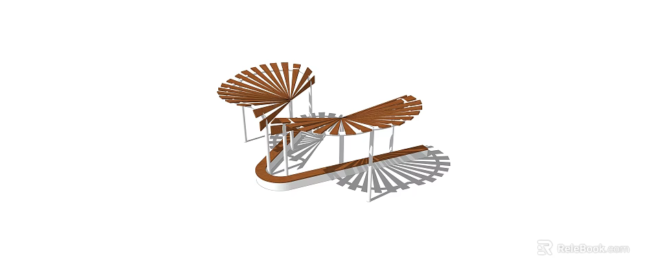 Decorative Fan Shaped Garden Ornament With Wooden And Metal Structure 3d model 