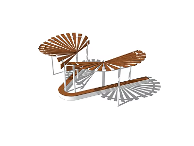 Decorative Fan Shaped Garden Ornament With Wooden And Metal Structure 3d model