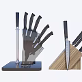 Stainless Steel Kitchen Knife Set With Wooden Block And Multiple Blade Types