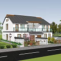 Modern Style House Exterior With White Walls Gray Roof Trees And Lawn