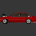 Red Classic Car With Open Hood And Exposed Engine On Black Surface 3d model