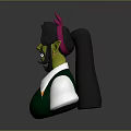 Green Skinned Character With Long Black Hair Red Bow Green Vest And Smiling Expression