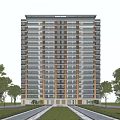 Modern High Rise Residential Building Exterior With Windows Balconies And Surrounding Trees