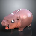 Cartoon Style Brown Hippopotamus With Big Eyes Open Mouth And Shiny Surface