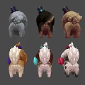 Cute Animal Backs With Small Top Hats And Colorful Bow Decorations