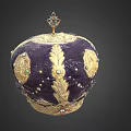 Luxurious Purple Crown Adorned With Gold Accents Colorful Gemstones And Pearls