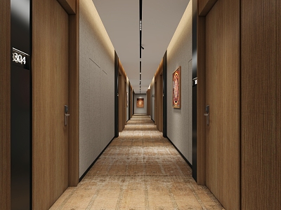 Hotel elevator hall walkway aisle model