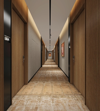 Hotel elevator hall walkway aisle 3d model