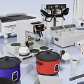 Essential Modern Kitchen Appliances Collection Featuring Coffee Maker Toaster Oven And Blender 3d model