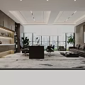 Modern Public Office Space Interior With Neat Desks Chairs Computers And Green Plants