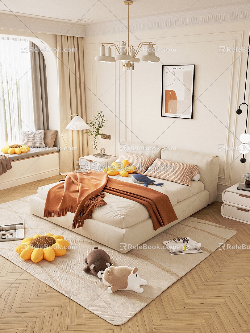 Modern Bedroom Cream Home Bedroom 3d model