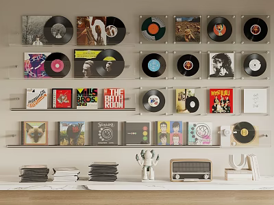 Record ornaments CD disc sound 3d model Record ornaments CD disc sound 3d model