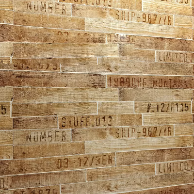 Distressed Vintage Wooden Wall with Stamped Numbers Text and Textured Planks 3d model