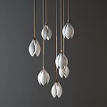 Elegant Modern Chandelier Design With White Petal Shaped Pendants For Home Decor