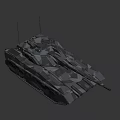 Modern Military Tank With Camouflage Paint Main Gun Barrel And Turret