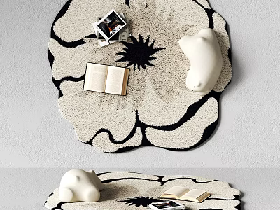 Floral Shaped Area Rug With Open Book Photo And Sculpture 3d model