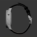 Stylish Watch With Black Dial Leather Strap And Metal Case Design